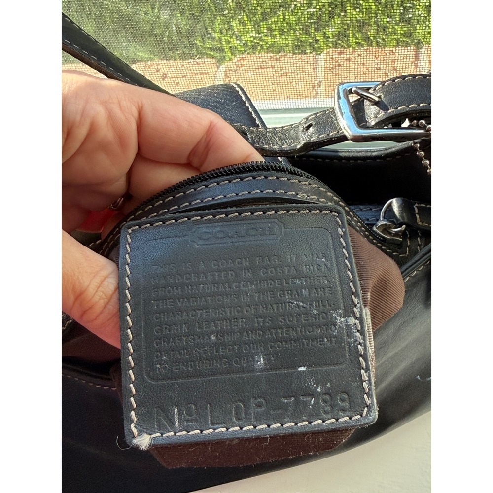 Coach Soho Black Leather Small Hobo Bag Vintage 7789 Contrast Stitch Costa Rica - Picture 7 of 9